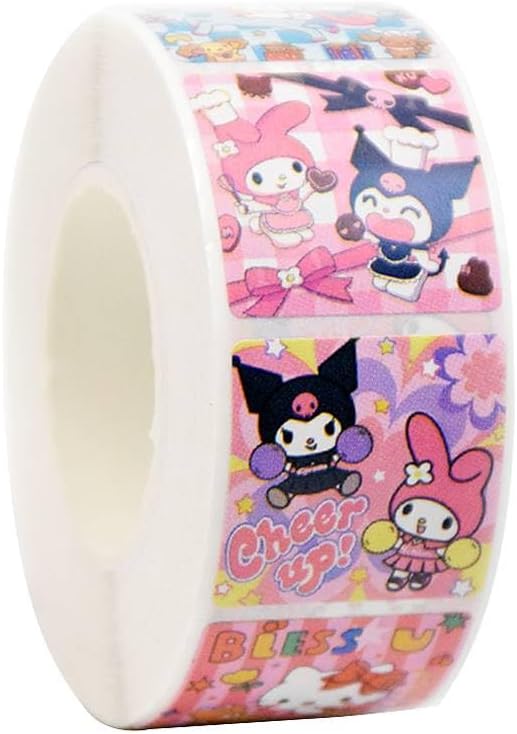 HASTHIP® 500Pcs Sanrio Stickers - 8 Designs Kuromi & Sanrio Stickers, Cute Stickers Decals Assorted Kawaii Sticker Gifts for Kids Teens Girls Adults, Ideal DIY Decor & Gift for Sanrio Fans