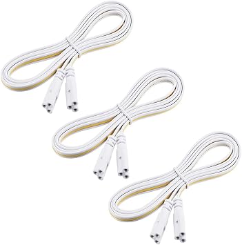 T5 T8 Power Extension Cord 5FT for LED Tube Light Fixture,Double Female End Linkable Cable,3 Prong Lamp Connecting Wire 3 Pack