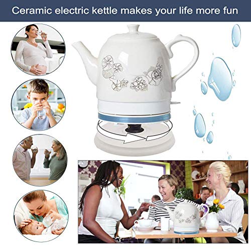 Hervidor eléctrico cerámico inalámbrico 1.5L clásico blanco miniatura 6