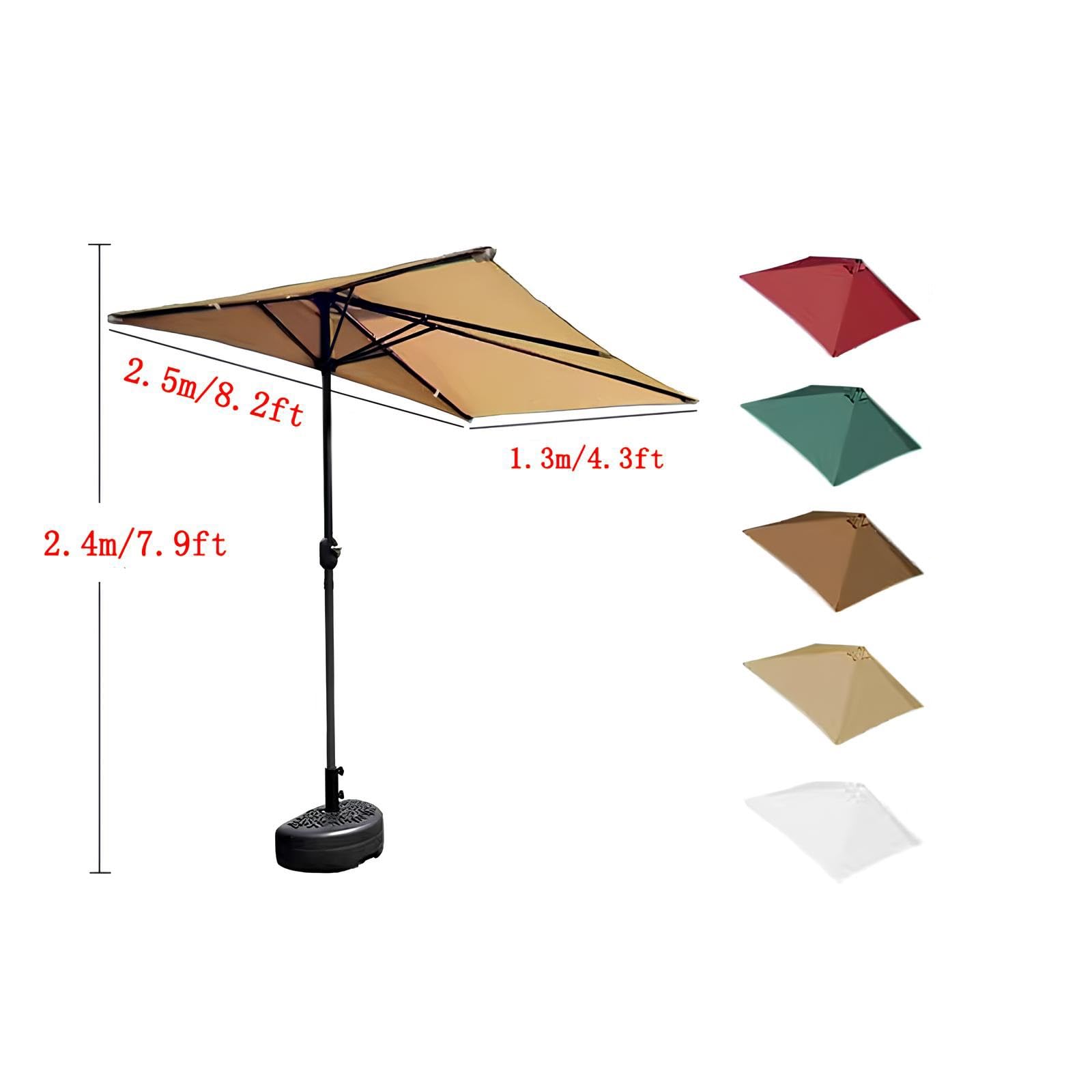 Sonnenschirm Rechteckig 250 cm, Sonnenschirm Halbrund Mit Kurbel Balkonschirm UV-Schutz 80+, Gartenschirm Für Veranda, Terrassen, Höfe, Schwimmbäder(White)