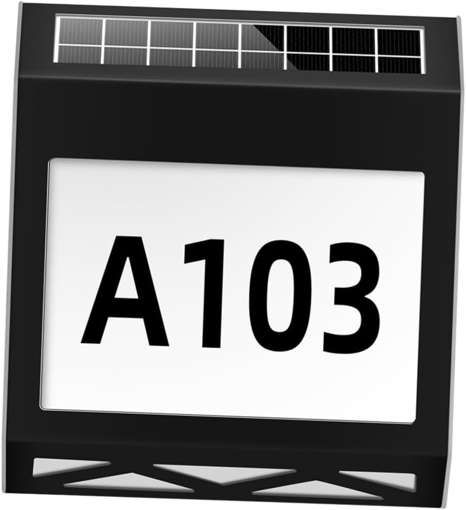 1set Solar House Number Sign Light Led Outdoor Address Lamp Weatherproof White Easy Install