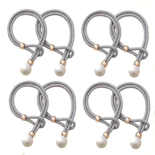 Image of INOVERA (LABEL) 8 Pieces Curtain Holders Tieback - Adjustable Window Curtains Tie Rope - Drapery Hold-Backs Band for Office Home Decorative Accessories (Grey)