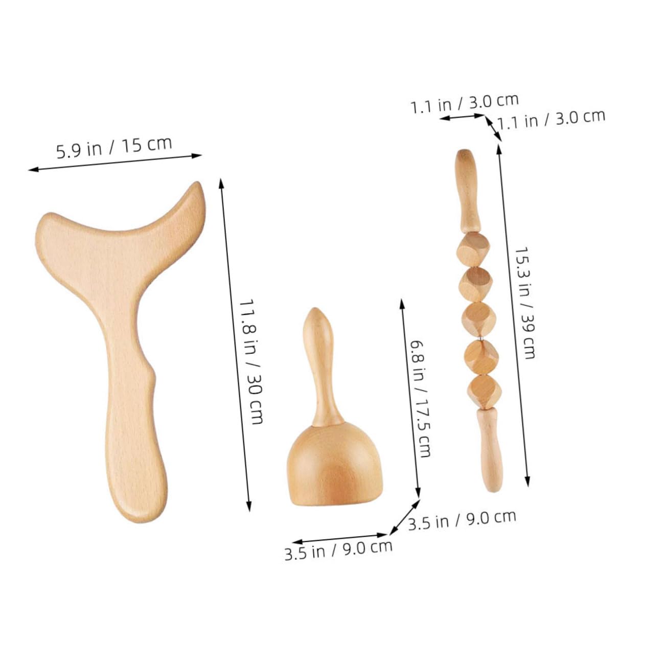 Massaggiatore Manuale in Legno 11.8" Bastone Per Massaggio Muscolare e Anticellulite Per Uso Domestico e Relax Post-esercizio