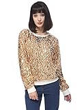 Anna-Kaci Women Juniors Sparkly Long Sleeve Sequin Pullover Sweatshirt Top, Gold, Large