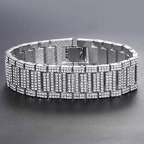 Apzzic 21mm Mens Iced Out Bracelet Bangle Hip Hop Gold Plated CZ Diamond Cuban Link Bracelet2
