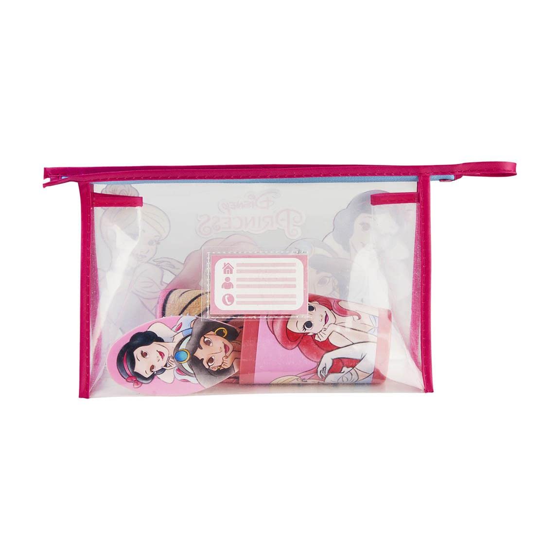 CERDÁ LIFE's LITTLE MOMENTS - Neceser Infantil Transparente de Princesas Disney Compuesto de [ Vaso de Plástico Cepillo de Pelo Toalla Microfibra] Licencia Oficial Disney, Rosa