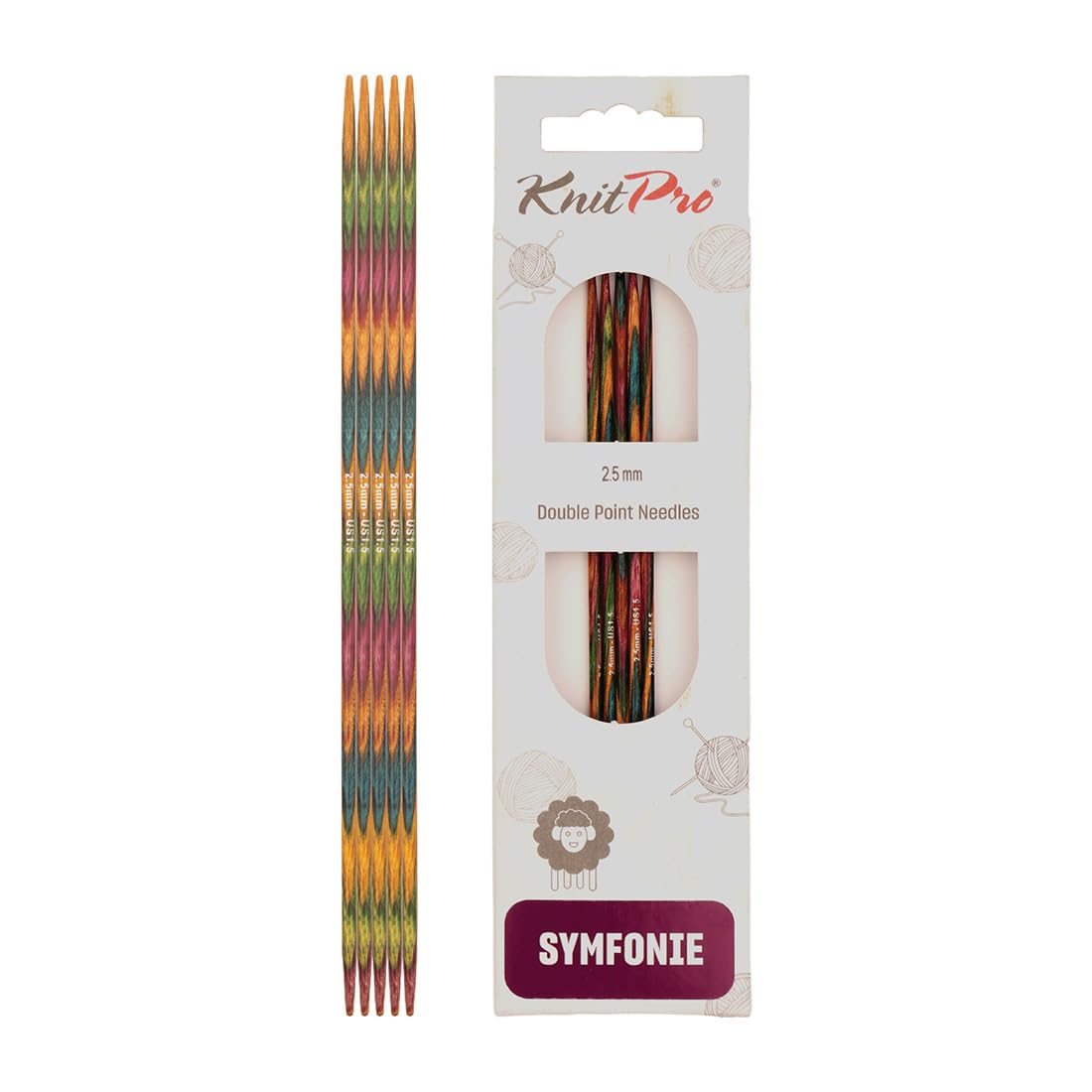 KnitPro Symfonie Double Pointed Needles 8" (20cm) | 2.50mm