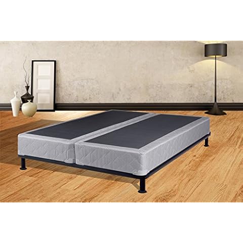 Spring Sleep Sleep, 8-Inch Sturdy Split Box Spring for Mattress Support-Durable and Fully Assembled, Natural Wood Foundation for Queen, White Cover