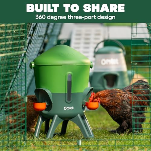 Image of Omlet Insulated Chicken Waterer, 1.5 Gallon | Stay-Clean Automatic Water Dispenser for Chickens | BPA-Free | Anti-Roost Domed Lid | Includes 3 Cups & Nipples | Eglu Green