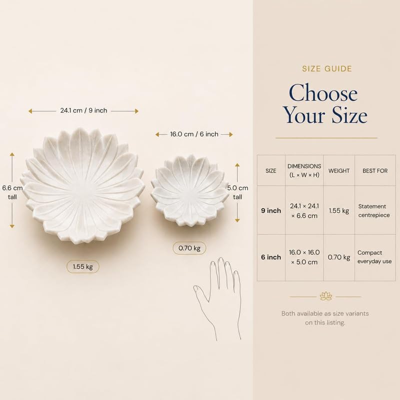 Image of Marble Urli Bowl for Home Decor | Handcrafted Floating Bowl, Decorative Centerpiece for Living Room Table, Luxury Stone Urli Dish, Pooja Decor & Festive Gift Item (Floral /6 Inch)