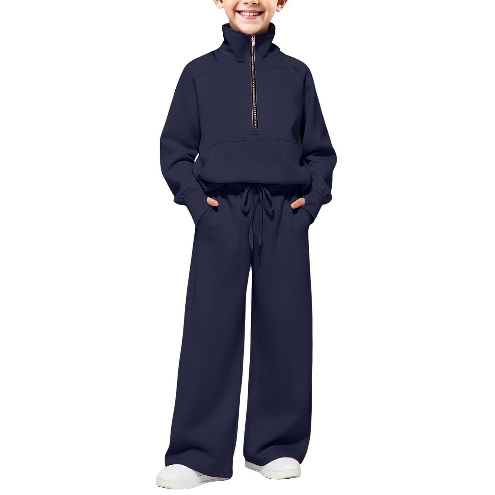 Mädchen-Trainingsanzug mit halbem Reißverschluss und Kapuzenpullover