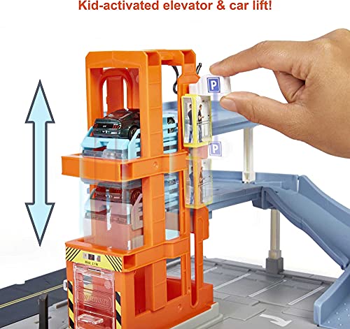 Matchbox Action Drivers Park & Play Garage Playset with Lights & Sounds, Plus 1 Car, Push-Around Pla