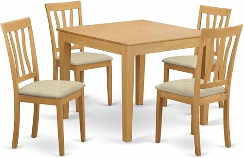 Miniatura 9 de East West Furniture OXAN5-OAK-C set de 5 mesas y 4 sillas para antecomedor, Madera, Oak Finish