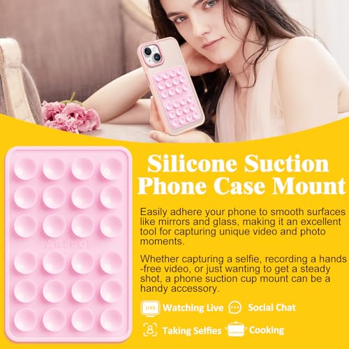Image of PKYAA Silicone Suction Phone Case Adhesive Mount, Upgraded Super Strong Grip, Durable, Easy to Use, Hands-Free Sticky Phone Holder for Selfies, Tiktok Videos, 2.56 inchx3.94 inch (BLK&BLK)