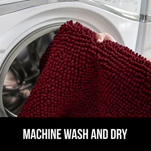 Image of Gorilla Grip Original Shag Chenille Bathroom Toilet Lid Cover, 19.5 x 18.5 Inches Large Size, Machine Washable, Ultra Soft Plush Fabric Covers, Fits Most Size Toilet Lids for Bathroom, Burgundy