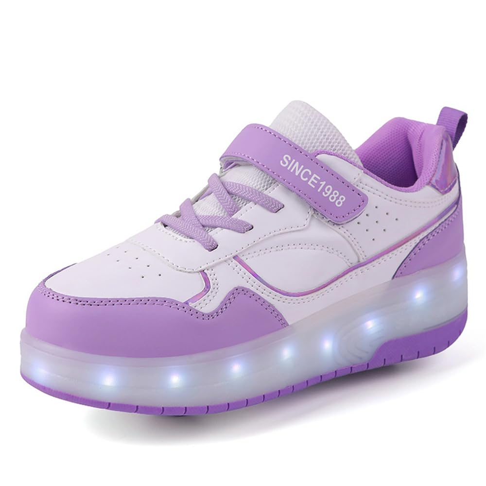 Mateju Zapatos con Ruedas Niña y Niño Patines con 2 Ruedas, Zapatillas Deportivas al Aire Libre Retráctil, Zapatillas de Skateboarding para Niñas Niños Adult 29-40 EU