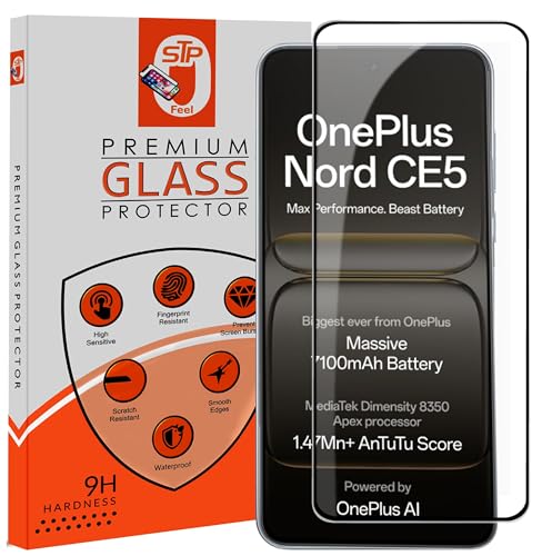 Image of STP FEEL HD+ Premium Tempered Glass Screen Protector Guard Compatible For Oneplus Nord CE5 5G (6.77 Inch, Pack of 1) | Edge to Edge Coverage With Easy to installation kit