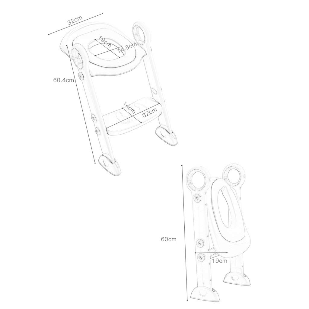 Toilette Töpfchen mit Trittleiter, Ergonomie Portable Einstellbar Töpfchentrainer Sicher Robust Falten Fußbank Zum Bad Junge Mädchen (Farbe : Rosa, Größe : A)