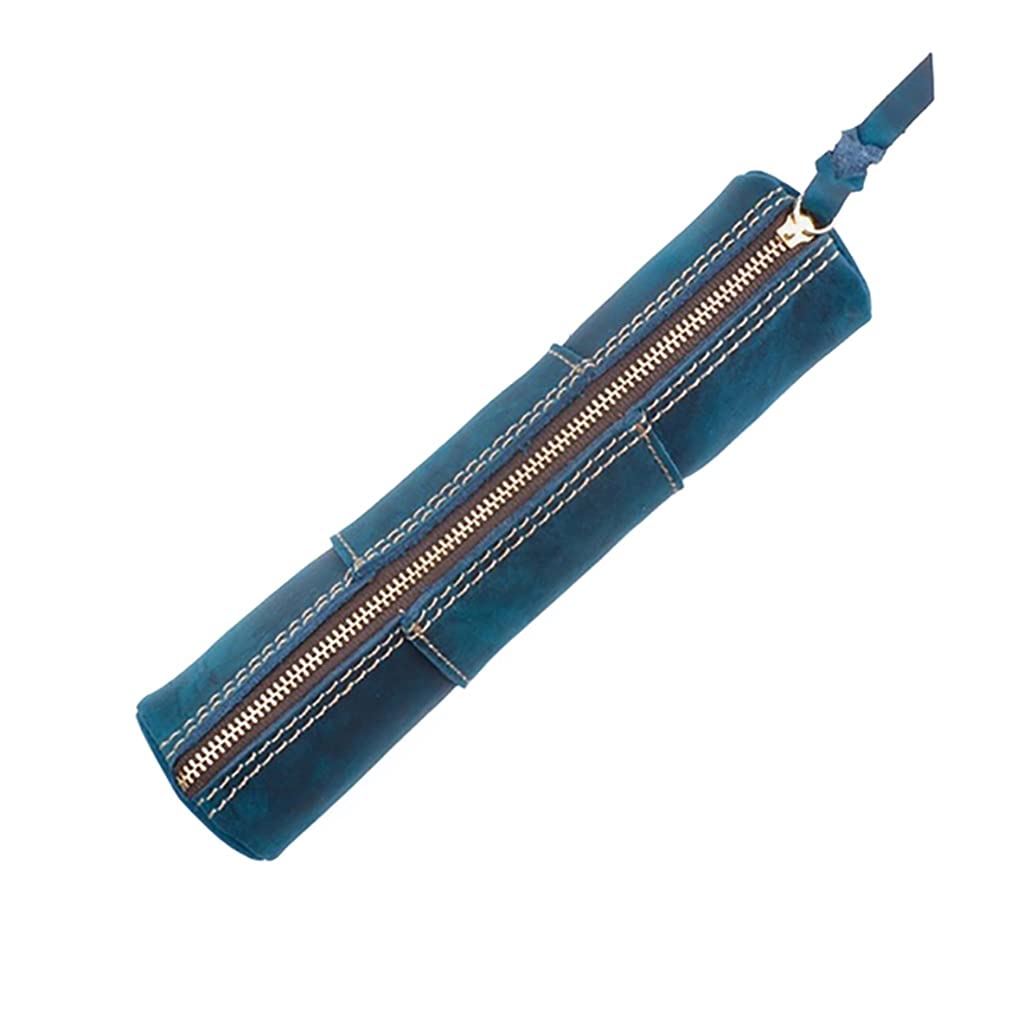 Útiles Escolares: Bolsa de Almacenamiento de Caja de papelería multifunción de Alta Capacidad y Cuero con Cremallera Retro - Estuche para lápices A205X52mm
