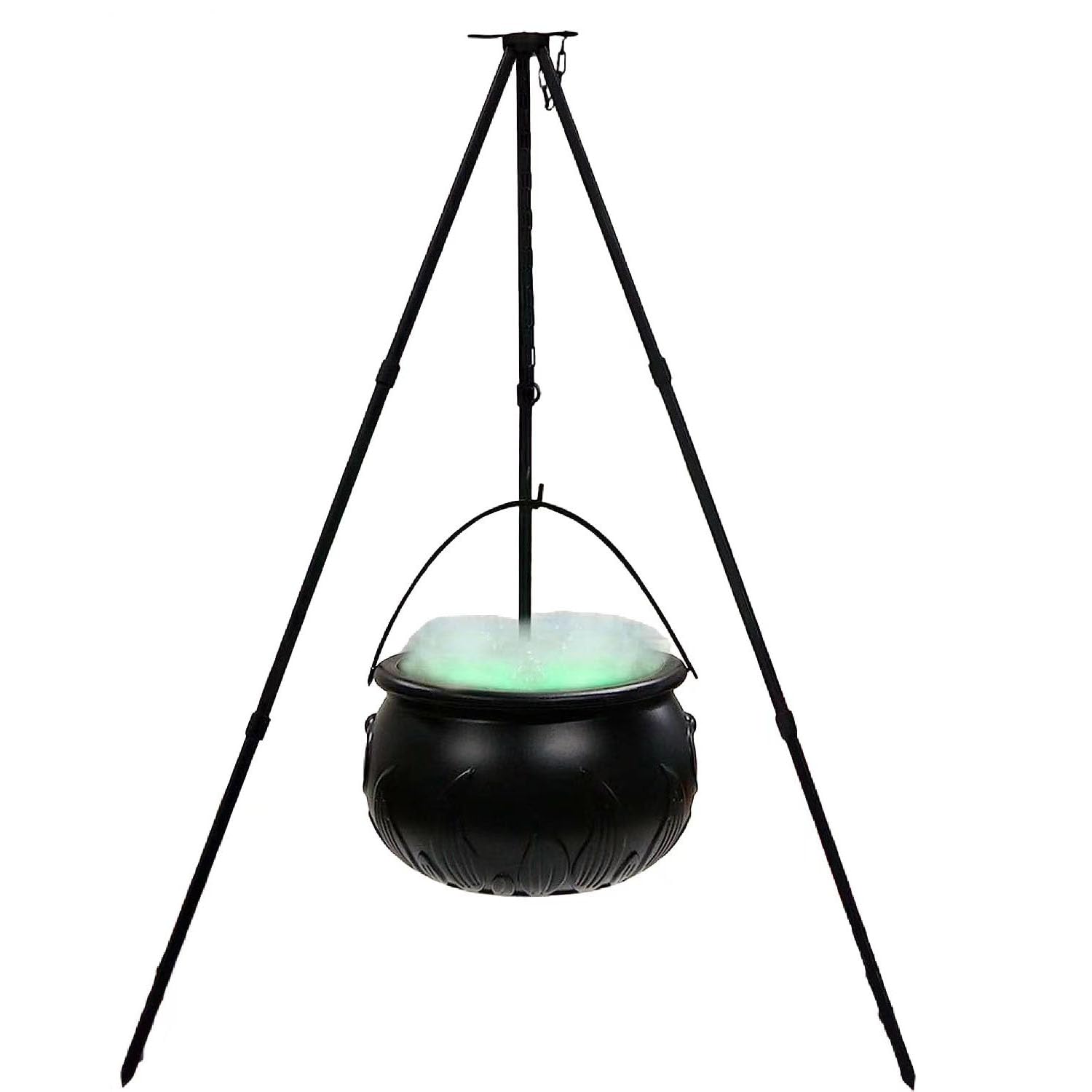 Halloween Witch Cauldron with Tripod, Green Lights, 51-Inch, 51.1inch