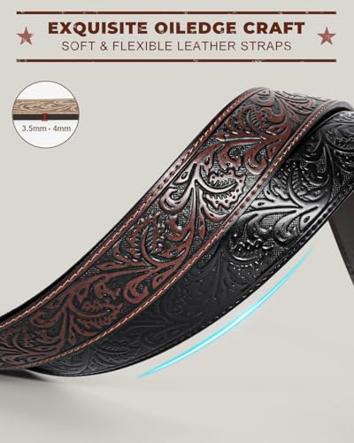 2 Pack Western Leather Belt Strap for Men Women Cowboy Cowgirl Leather Mens Belts for Jeans Gift Belt without Buckle4