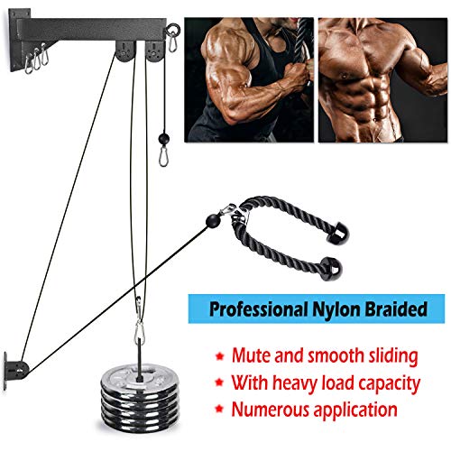 omotor Tricep Press Down Pulley Cable Machine Attachment System with Loading Pin LAT Pulldown Bar Tricep Rope D Handle (Down Pulley Cable Machine) - Thumbnail 3