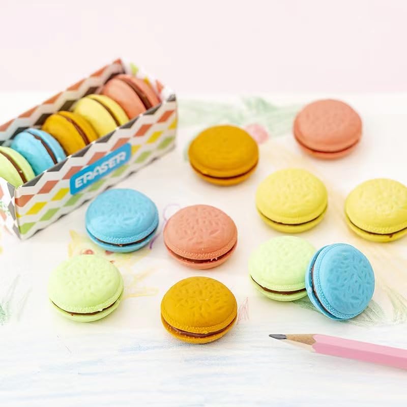 5 Pcs Macaron Erasers Multicolour Scented erasers Cute Writing and Correction Supplies for School, Home, or Office image 2 of 6 B0CY6CTVN6