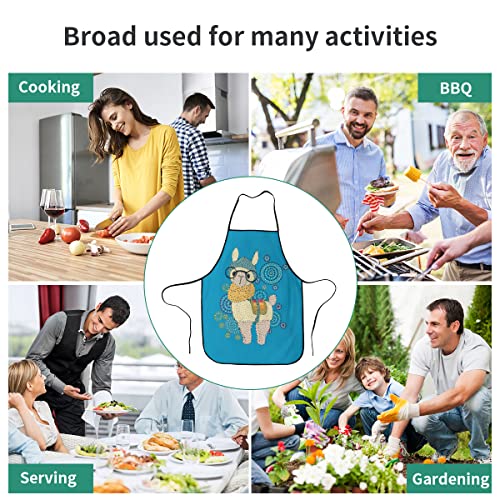 Llama Dotted Drawing Bbq Grill Aprons For Men&Women- Funny Aprons For Mom Dad Friend Professional Cooking Apron One Size Fits All Best For Cooking Baking Gardening Grilling #TOP4