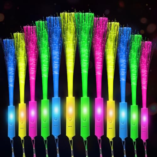 HuaMuDM 40 Stück Leuchtwedel Hochzeit Bunte Leuchtstäbe Glasfaser Hochzeit Glasfaserlampe Glasfaser Leuchtstab LED Leuchtstab Glasfaser LED Leuchtwedel Set Hochzeit Leuchtwedel