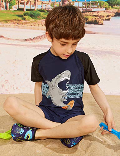 Phibee Boys' One Piece Rash Guard Swimsuit Short Sleeve Upf 50+ Sun Protection Bathing Suits Print 2 #TOP4