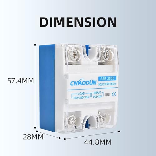 Miniatura 6 de Relé de estado sólido SSR-25DD con disipador de calor DC a CC 25A Entrada 3-32VDC a salida 5-220VDC monofásico