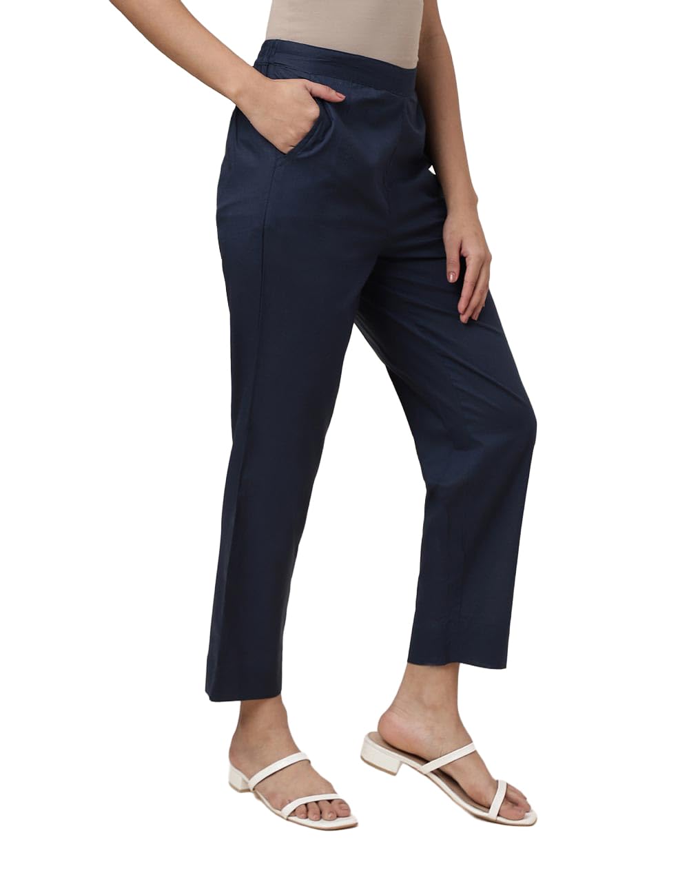 fabindia Women's Cotton Ankle Length Tapered Ethnic Pant |Elasticated Waistband | 2 Pockets-picture-14