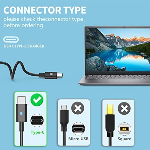45W USB-C Laptop Charger for Dell XPS 13 9360 9365 9370 9300 9333 9380 7390 9310 2-in-1 Inspiron 14 7437 Latitude 7390 2in1 7200 7210 7275 7370 5175 5285 5290-2in1 LA45NM150 04RYWW 0HDCY5 Power Supply