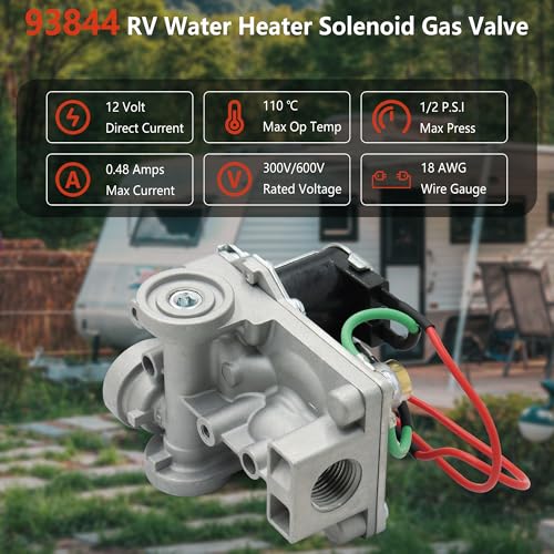 Image of Upgraded 93844 RV Water Heater Solenoid Gas Valve GC6AA-10E - Fits for Atwood 6 and 10 Gallon Water Heaters Models (GC10A-4E G6A-8E G6A-6E G6A-4E G10-3E) - Replace #93870 93321 92078 92089 93844
