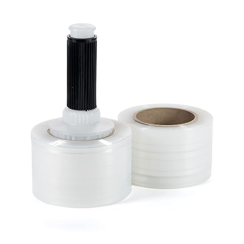 IDL Packaging Mini rollo de envoltura elástica de 3 x 1000 pies de calibre 80 2 rollos con mango de plástico película de plástico transparente extra