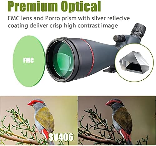 Svbony SV406 Spotting Scope 25-75x100, Dual Focus FMC Porro Coating Prism, HD Waterproof Angled Spotting Scopes for Astronomy Moon Bird Watching Wildlife Scenery