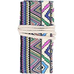 Telas Cortinas Livianas Estuche de Almacenamiento de Pinceles de Pintura de Lona de 24 Agujeros, Estuche de Cortina de Pluma, Multiusos, Liviano para Portalápices, Organizador para la Escuela, la Oficina Y el Hogar