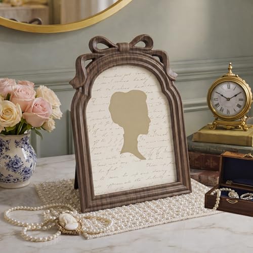 AceOrbit Bow Picture Frame 8x10, Vintage Wooden Photo Frame with Real Glass, Decorative Arch Picture Frames for Tabletop Display, Wedding Graduation Gift, Rustic Home Decor by AceOrbit - Used condition - Image 3