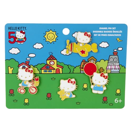 Loungefly Hello Kitty by Pin Set 4 Anstecknadeln, emailliert, 50. Geburtstag, 3 cm