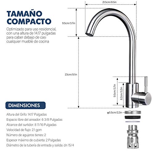 Opiniones y reviews de Grifo Monomando Cocina disponible en línea para comprar. 12 Imagen adicional