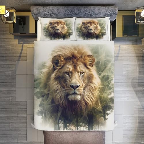 Parure de lit lion 3D en microfibre premium ultra douce 200x200