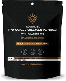 Benavidez Collagen Peptides – Salted Caramel Flavor | 20g Hydrolyzed Protein Powder with Hyaluronic Acid | Skin, Hair, Nails & Joint Support | Grass-Fed, Keto & Paleo | 1.3 lb (590g)