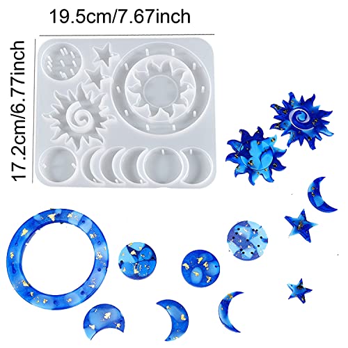 KAKOLOPT Solar Wind Chime Silicone Moulds Dream Catcher Resin Mold Kit, Sun Moon Star Resin Mold Kit - Image 2