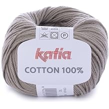 100% Cotton - Katia 01 White, 10 Grey Pierre, 4.5, Yarn for Crafts