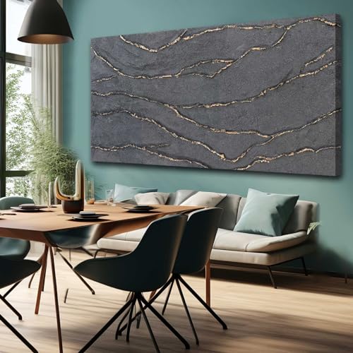 XIANSHOU Canvas Wall Art Hand Painted Large Gold and Grey Abstract Painting Textured Wall Decor 29"x58" Home Artwork Decoration for Living Room Office Bedroom Dining Room by XIANSHOU - Image 5