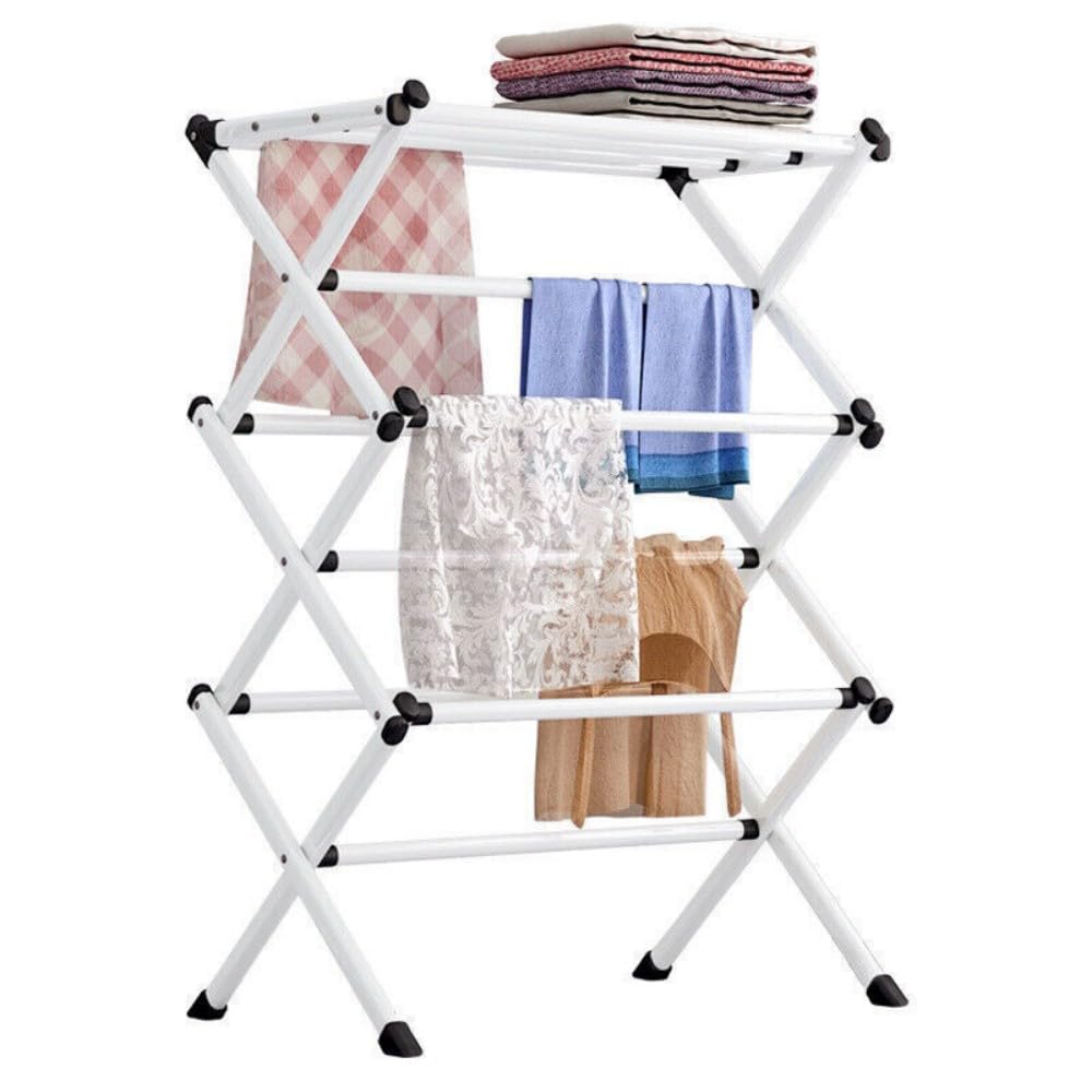 wenyuyu 3 Tier Clothes Airer Dryer, Foldable Clothes Drying Rack, Space Saving Laundry Horse Drying Rack Indoor Outdoor Patio Towel Rack