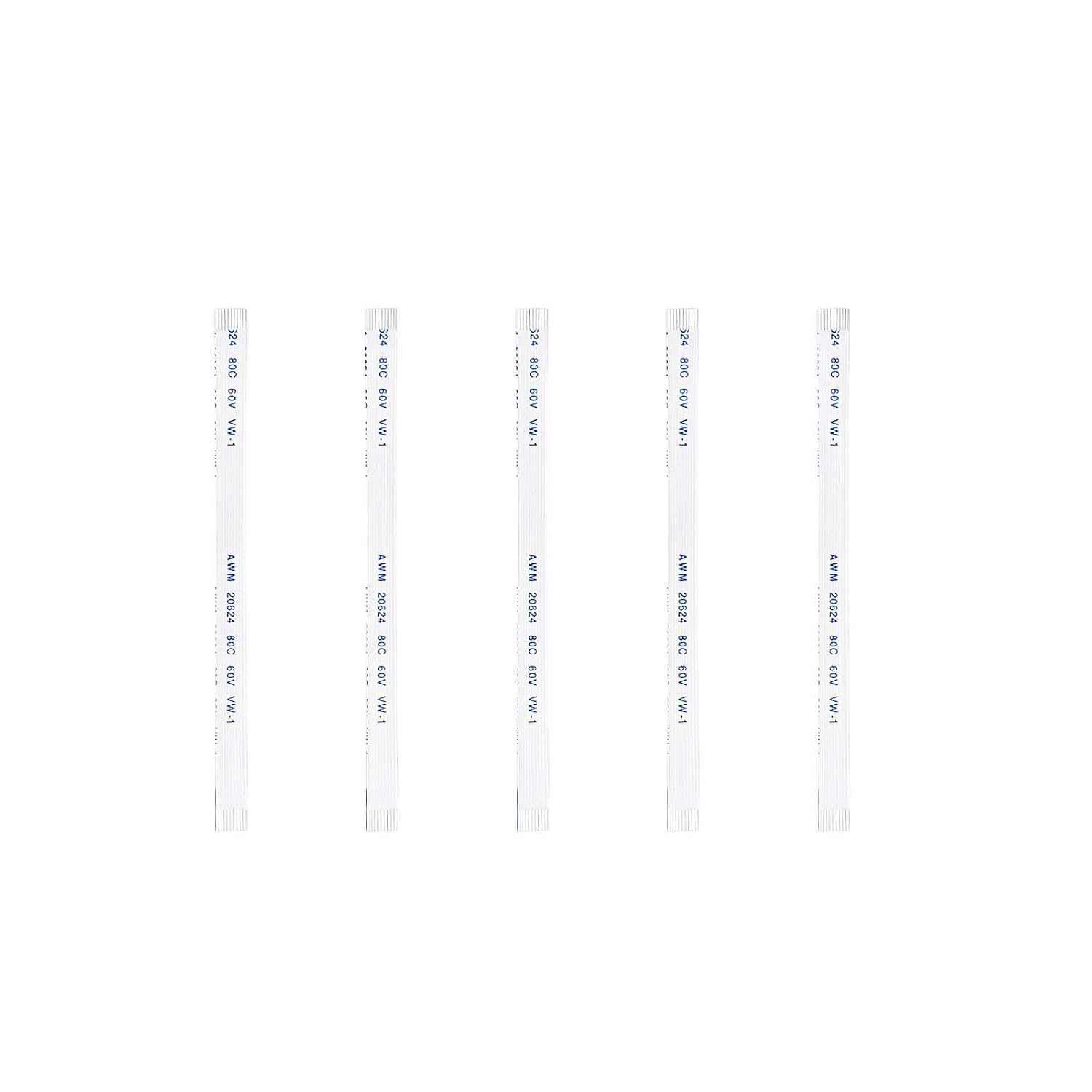 10Pcs 0.5mm Pitch 24Pin 50mm FFC Flexible Flat Cable Type A(Same Connector Direction Ultra-Thin for Printer LCD TV Laptop DVD Player 3D Printer DIY Electronics