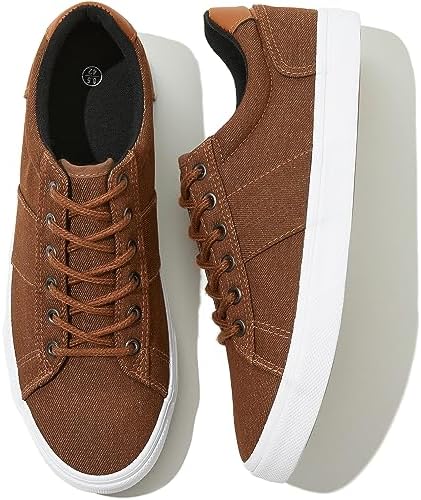 ZGR Mens Canvas Shoes White Black Canvas Sneakers
