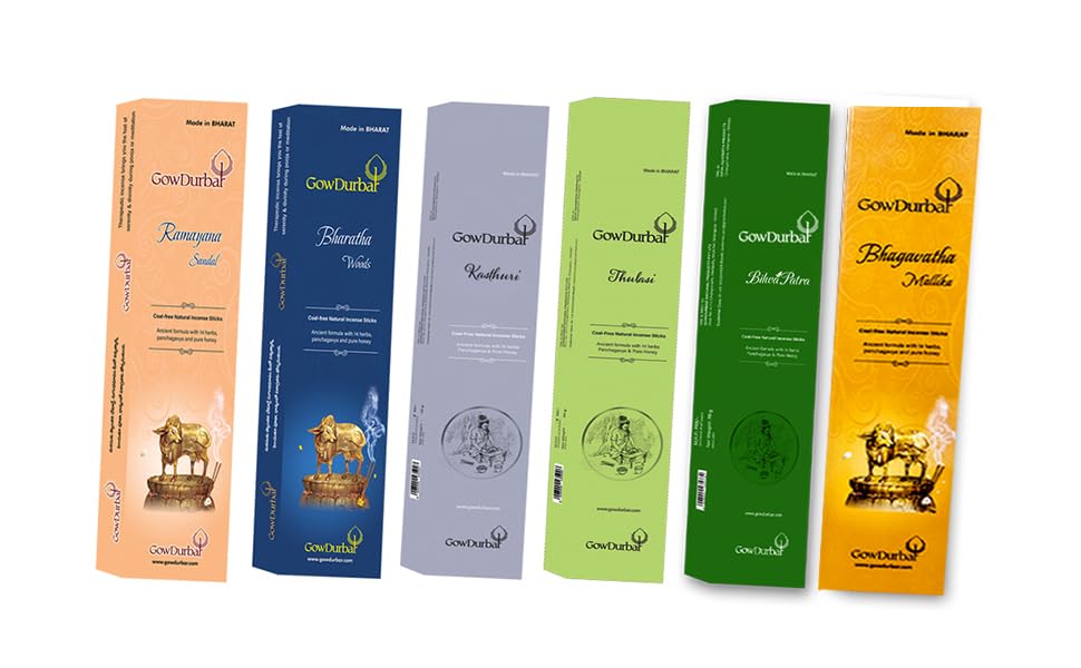 GOW DURBAR Coal-Free Natural Incense Sticks Agarbatti Combo Pack of 6 (Sandal : Devadaru : Kasthuri : Tulasi : Bliwa Patra : Mallika Fragrance) (B09RHHY7W1) Amazon Price History, Amazon Price Tracker