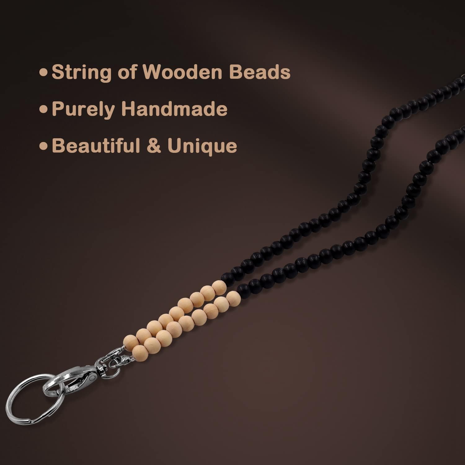 Beaded Lanyards for ID Badges and Keys, Wooden Lanyards with ID Holders, Cute Personalized Neck Lanyards for ID Badges Glasses Face Mask for Women Teachers Adult Kids - Image 8